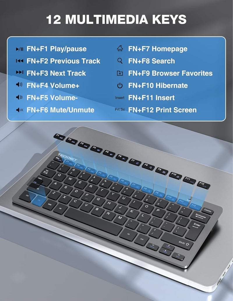 TECKNET Wireless Keyboard and Mouse Combo, Mini Cordless Computer Keyboard and Mouse Set 2.4GHz, Silent Adjustable 1600 DPI, Quiet Click, Lag-Free for Computer, Laptop, PC, Windows, Mac, Chrome OS(GS) - Image 5